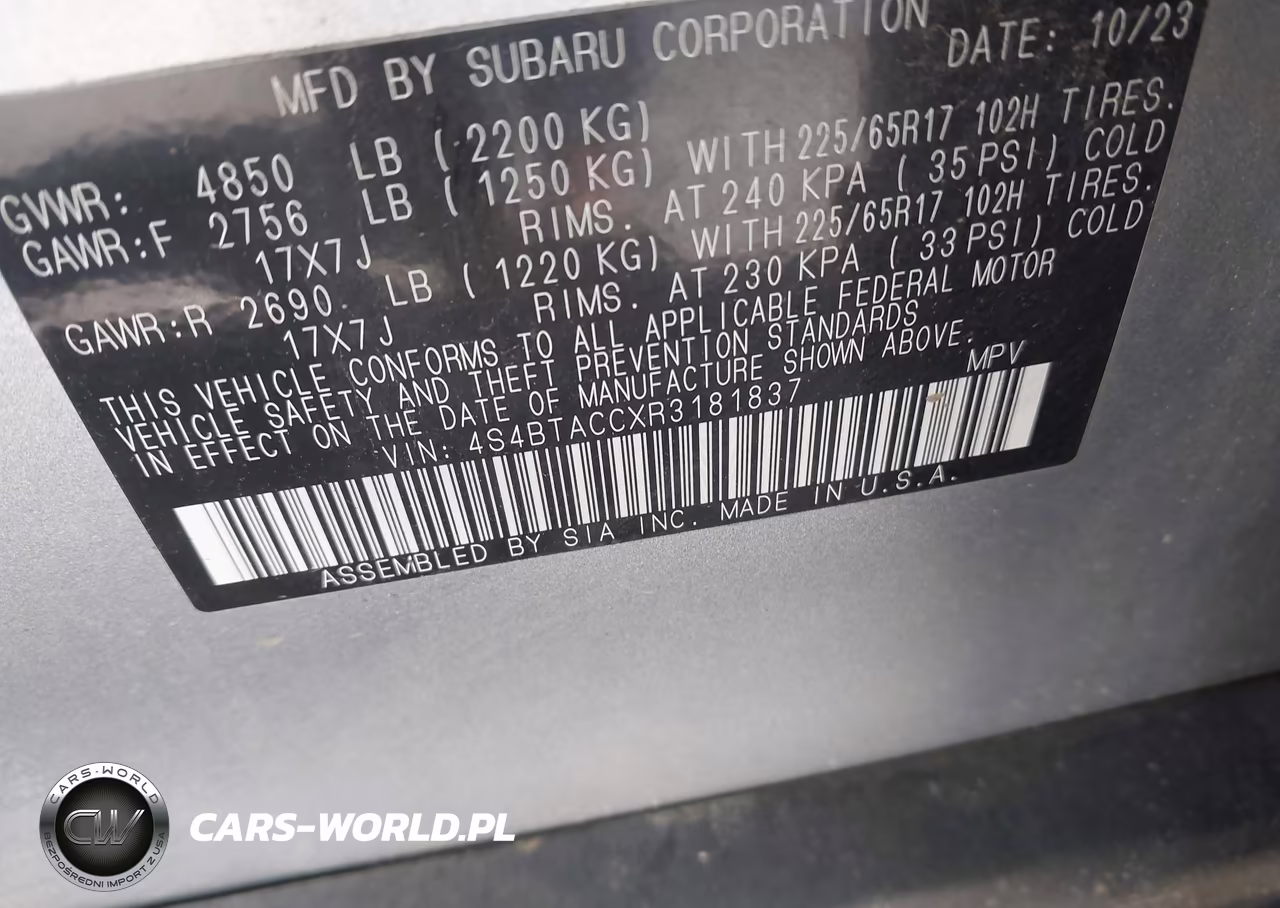 2024 Subaru Outback Premium VIN:4S4BTACCXR3181837 - 9