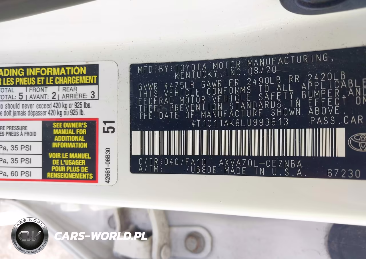 2020 Toyota Camry Le VIN:4T1C11AK8LU993613 - 9