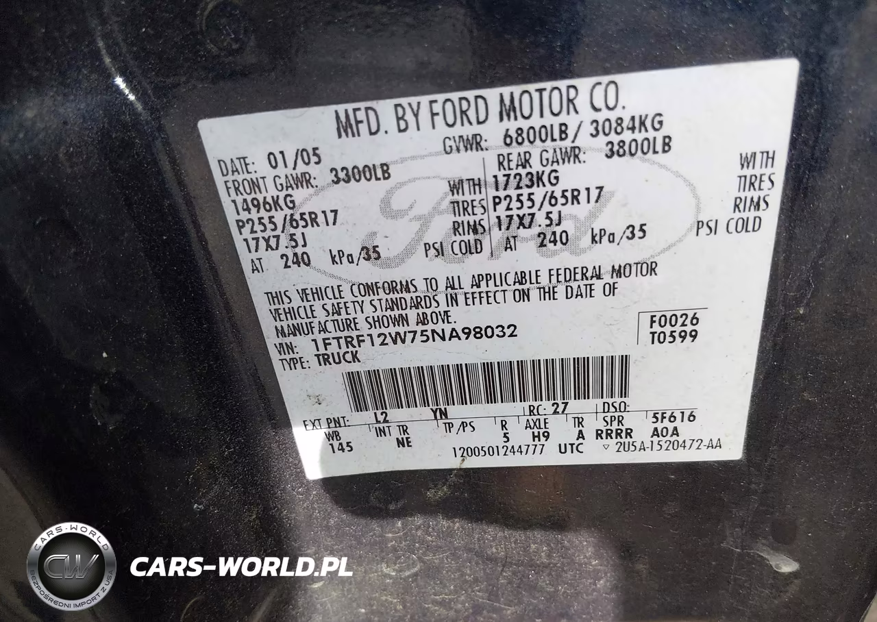 2005 Ford F-150 Stx-Xl-Xlt VIN:1FTRF12W75NA98032 - 9