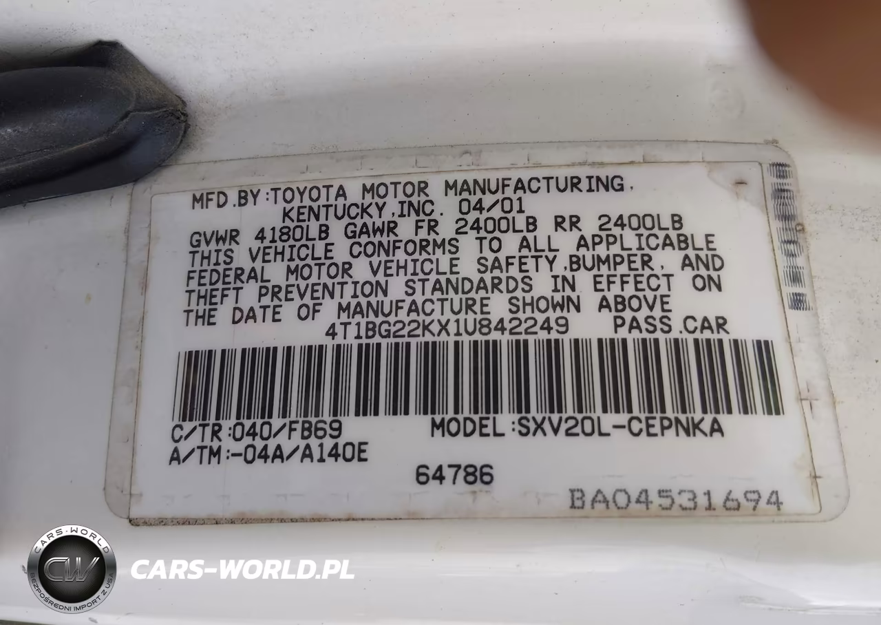 2001 Toyota Camry Le VIN:4T1BG22KX1U842249 - 9
