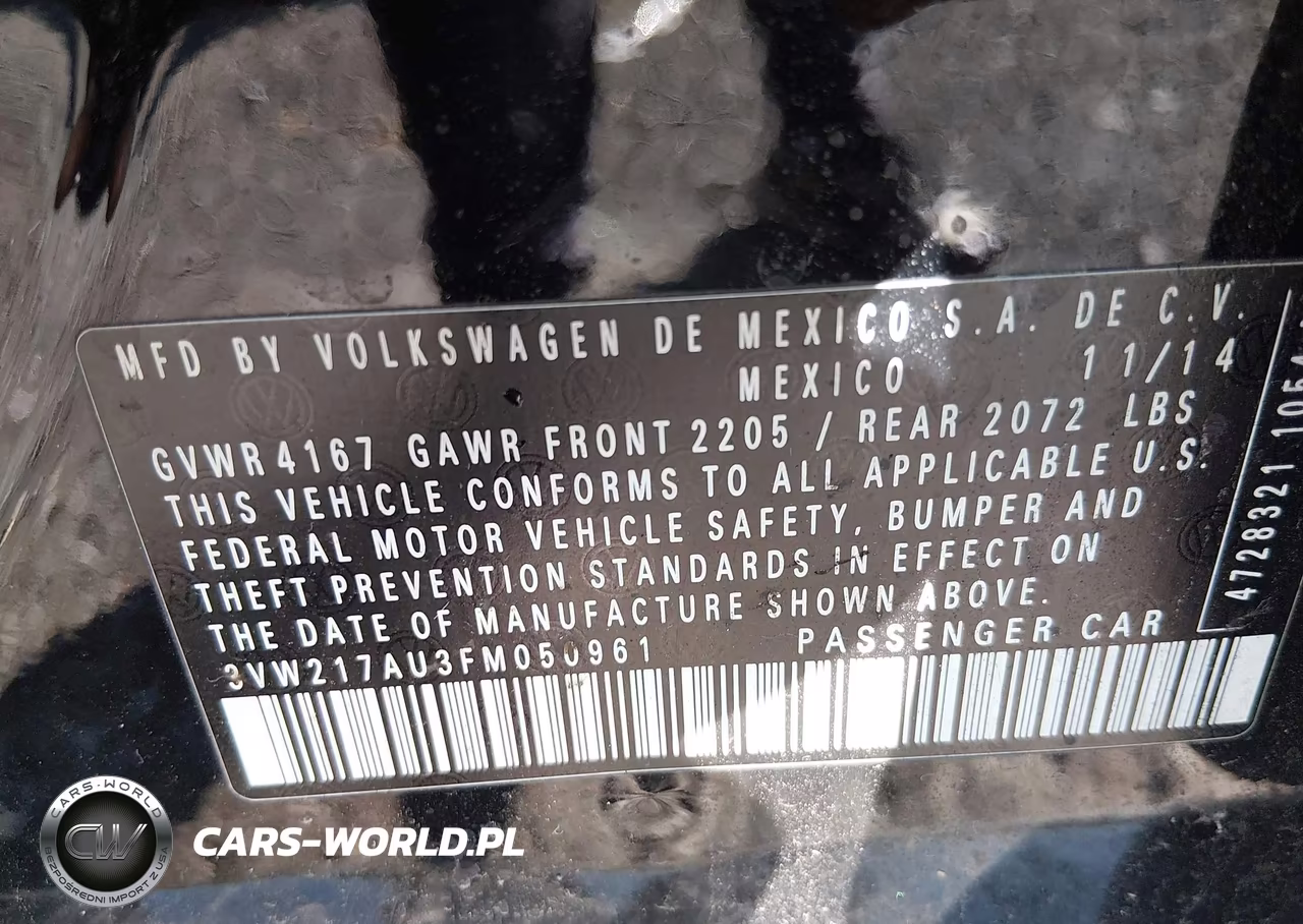 2015 Volkswagen Golf Tsi S 4-Door VIN:3VW217AU3FM050961 - 9