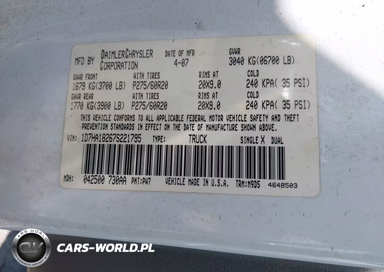 2007 Dodge Ram 1500 Slt VIN:1D7HA18267S221795 - 9