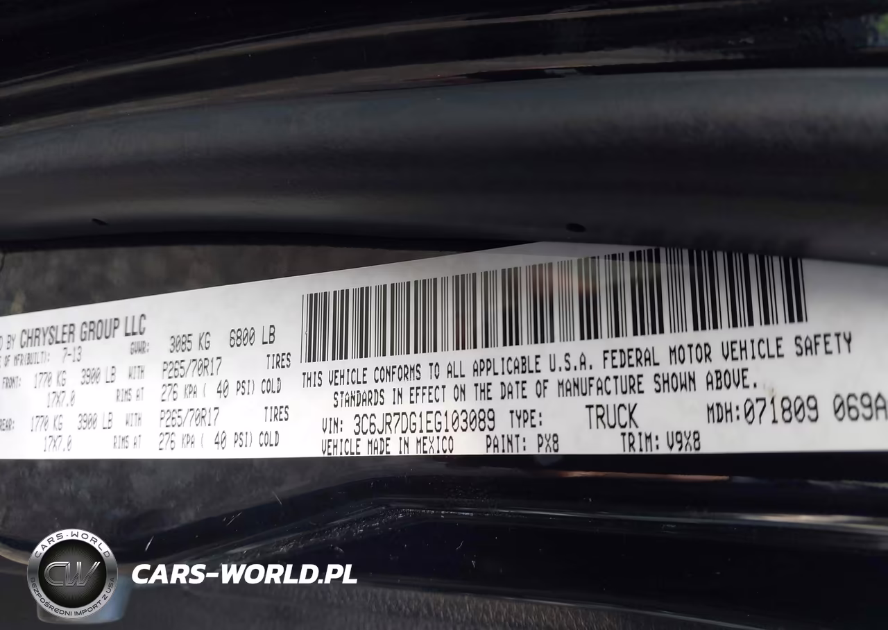 2014 Ram 1500 VIN:3C6JR7DG1EG103089 - 9