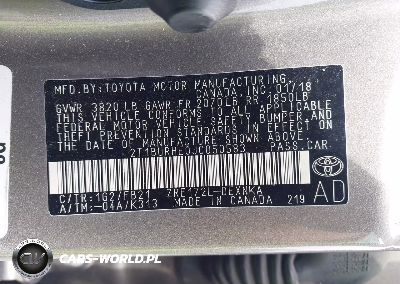 2018 Toyota Corolla Le VIN:2T1BURHE0JC050583 - 9