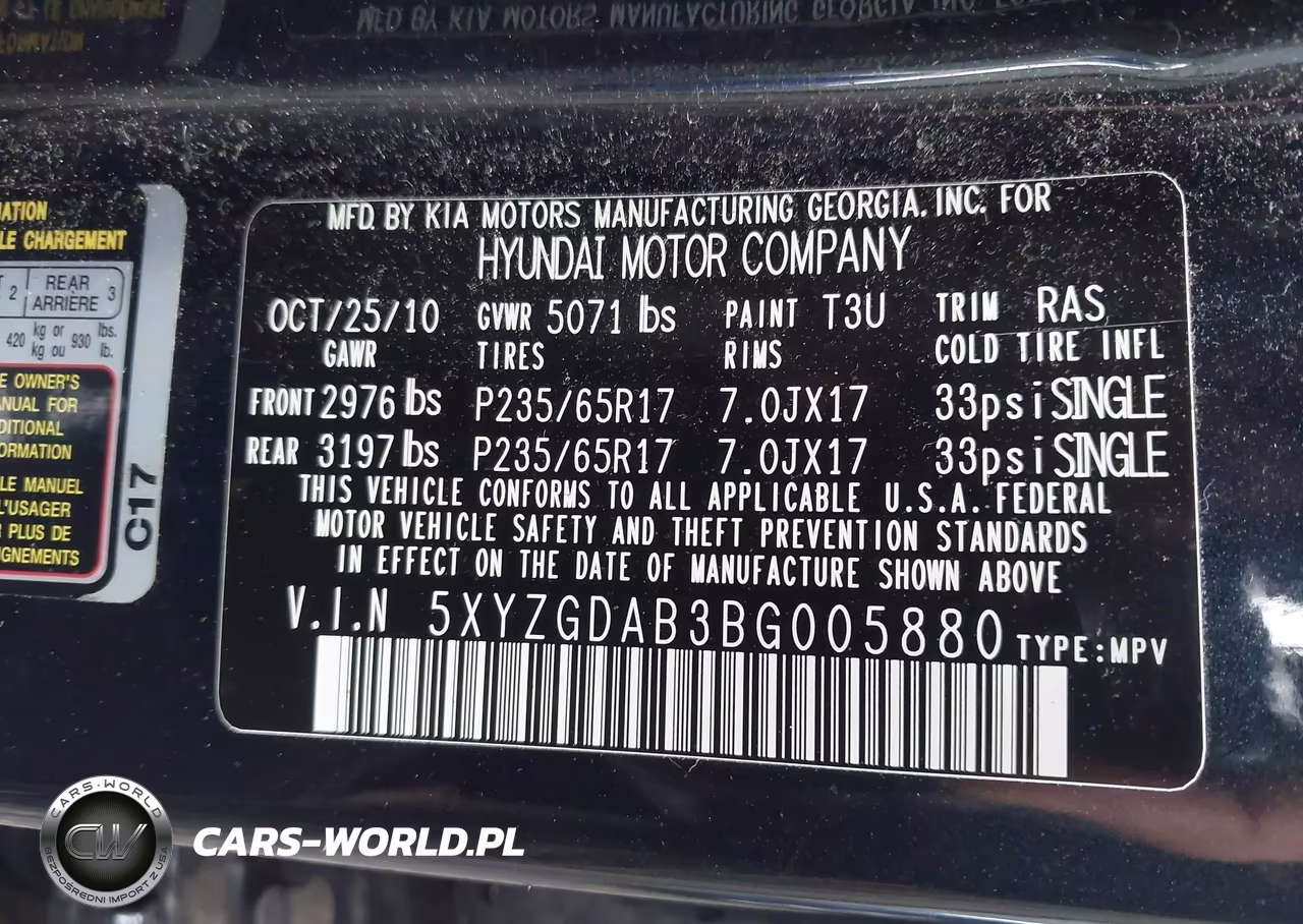 2011 Hyundai Santa Fe Gls VIN:5XYZGDAB3BG005880 - 9