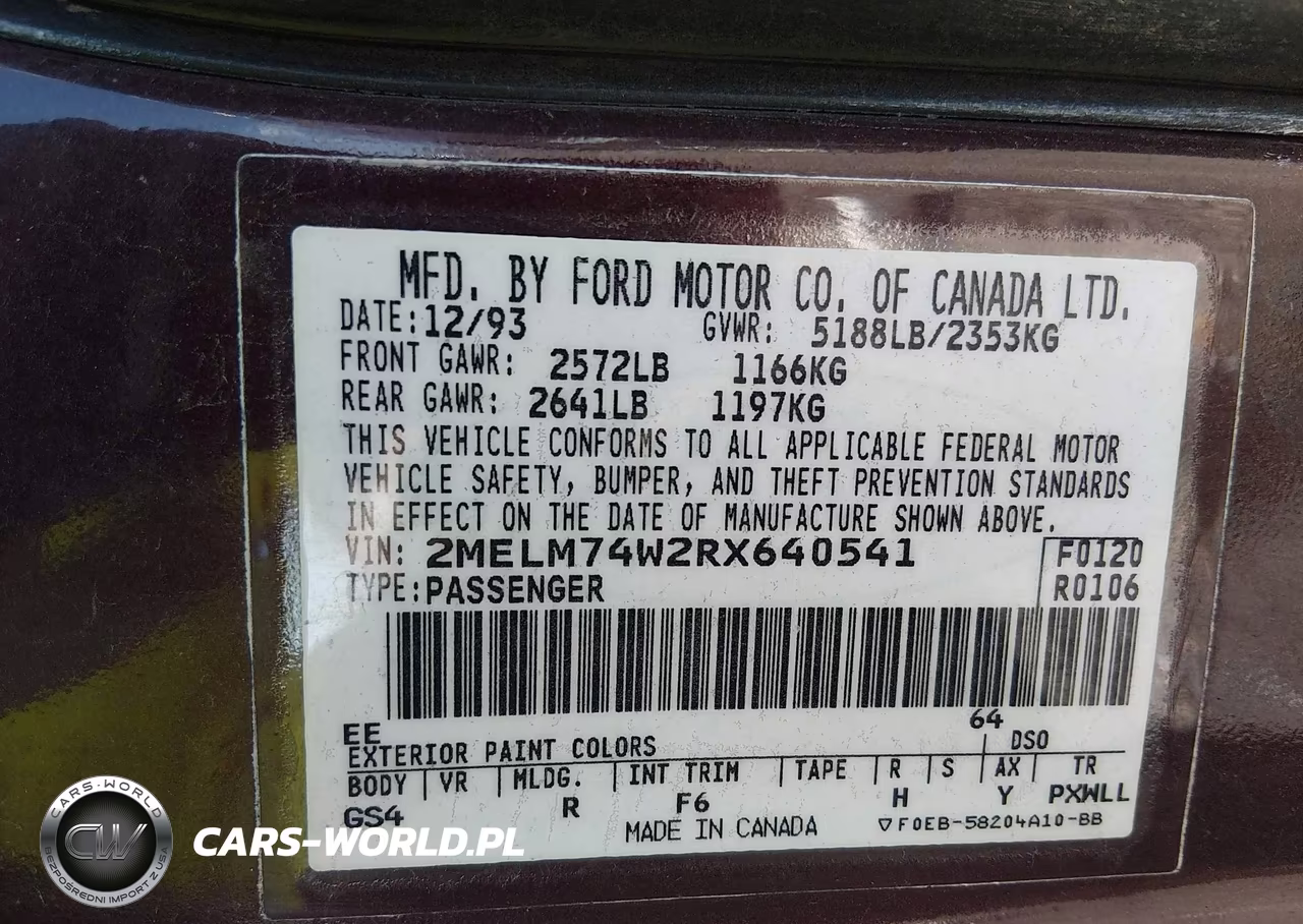 1994 Mercury Grand Marquis Gs VIN:2MELM74W2RX640541 - 9