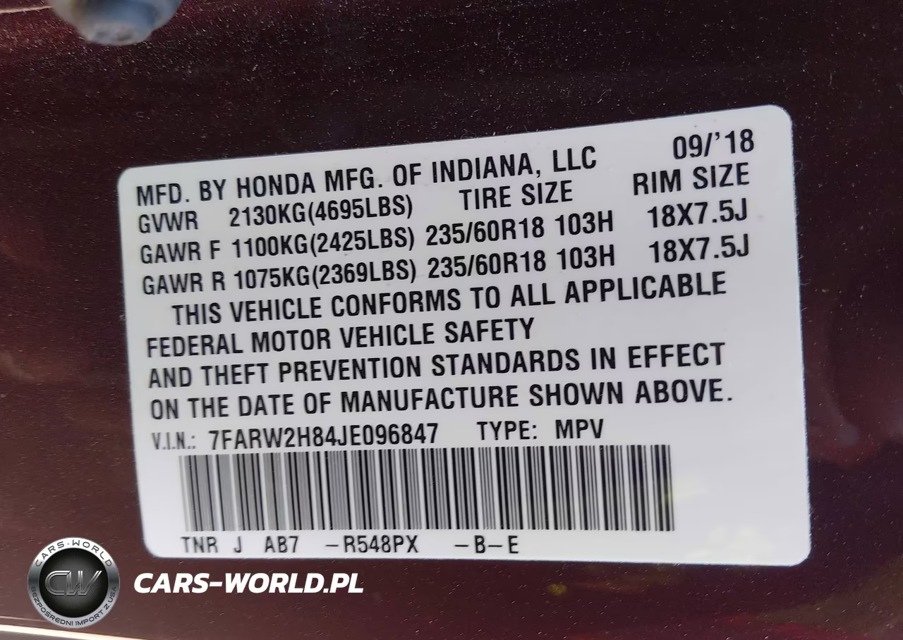 2018 Honda Cr-V Ex-L-Ex-L Navi VIN:7FARW2H84JE096847 - 9