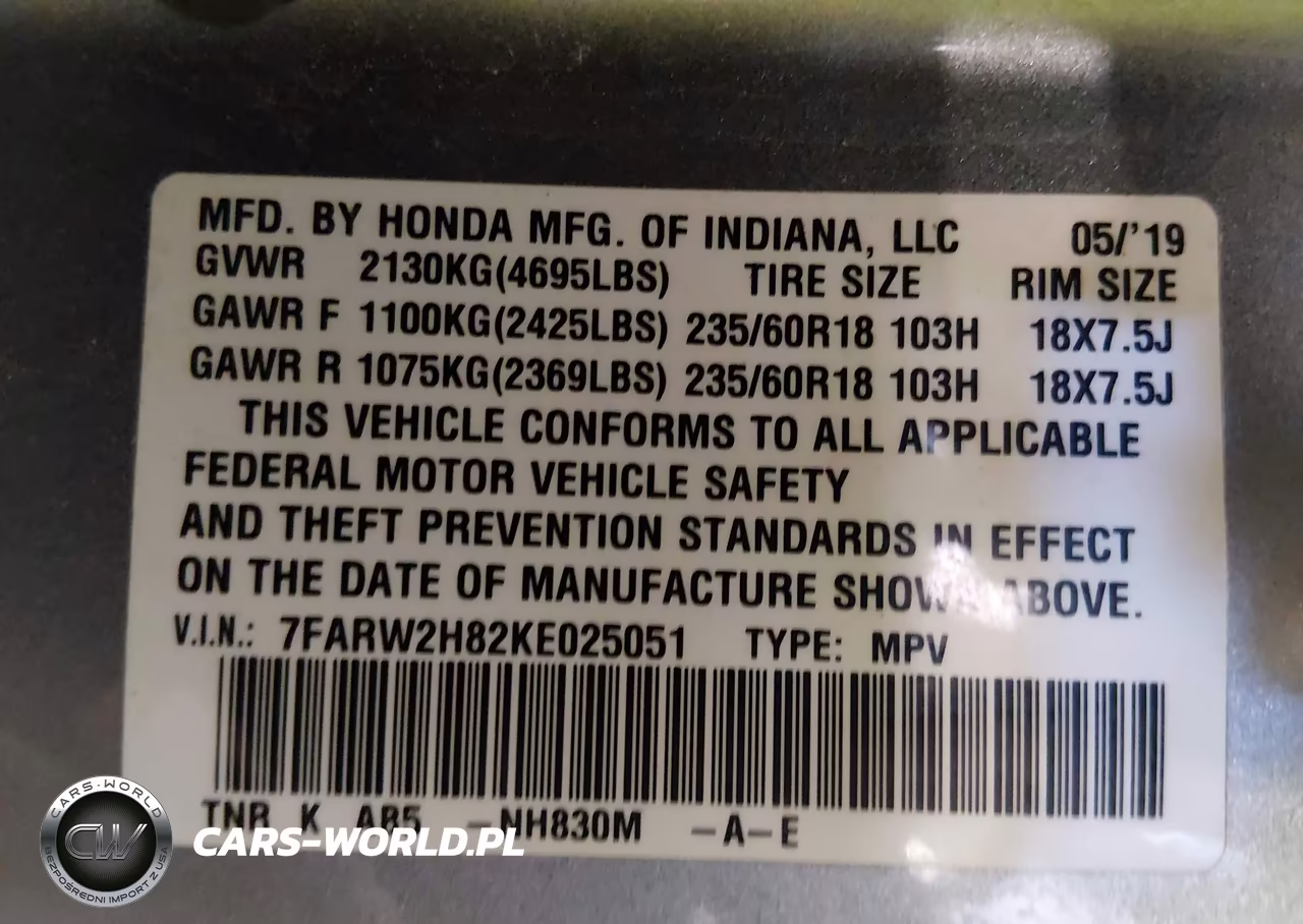 2019 Honda Cr-V Ex-L VIN:7FARW2H82KE025051 - 9