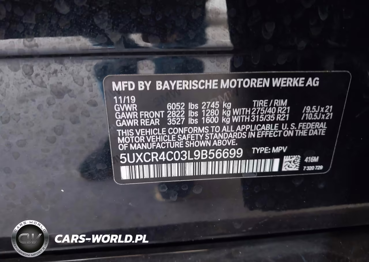 2020 BMW X5 Sdrive40I VIN:5UXCR4C03L9B56699 - 9