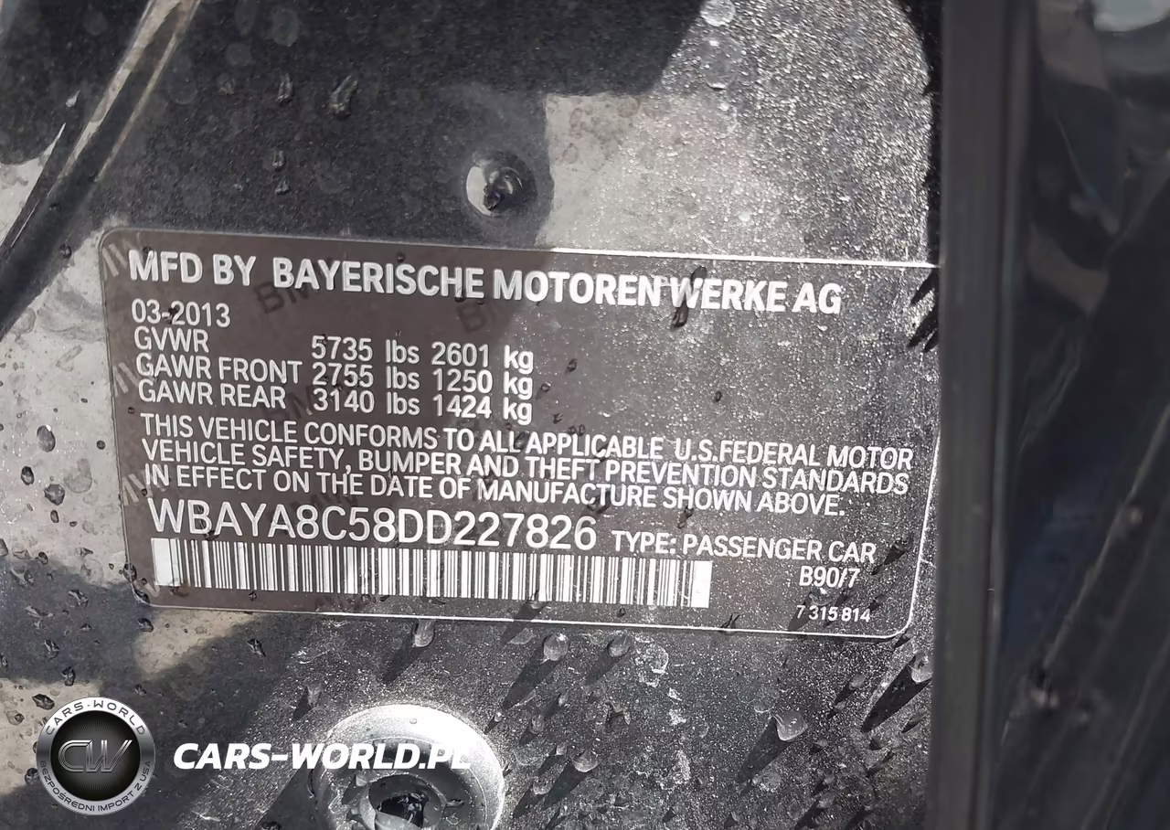 2013 BMW 750I VIN:WBAYA8C58DD227826 - 9