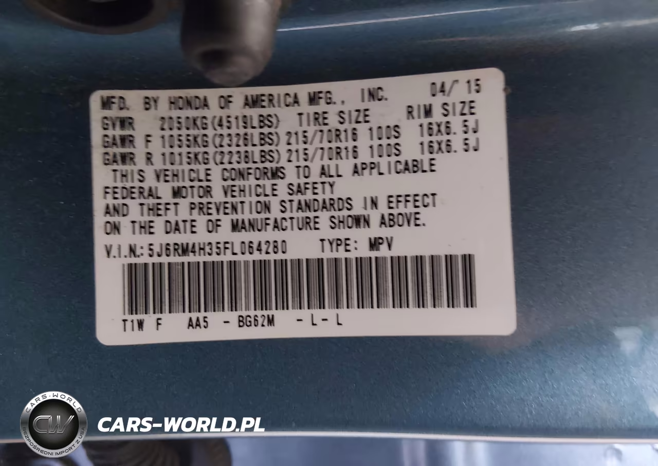 2015 Honda Cr-V Lx VIN:5J6RM4H35FL064280 - 9