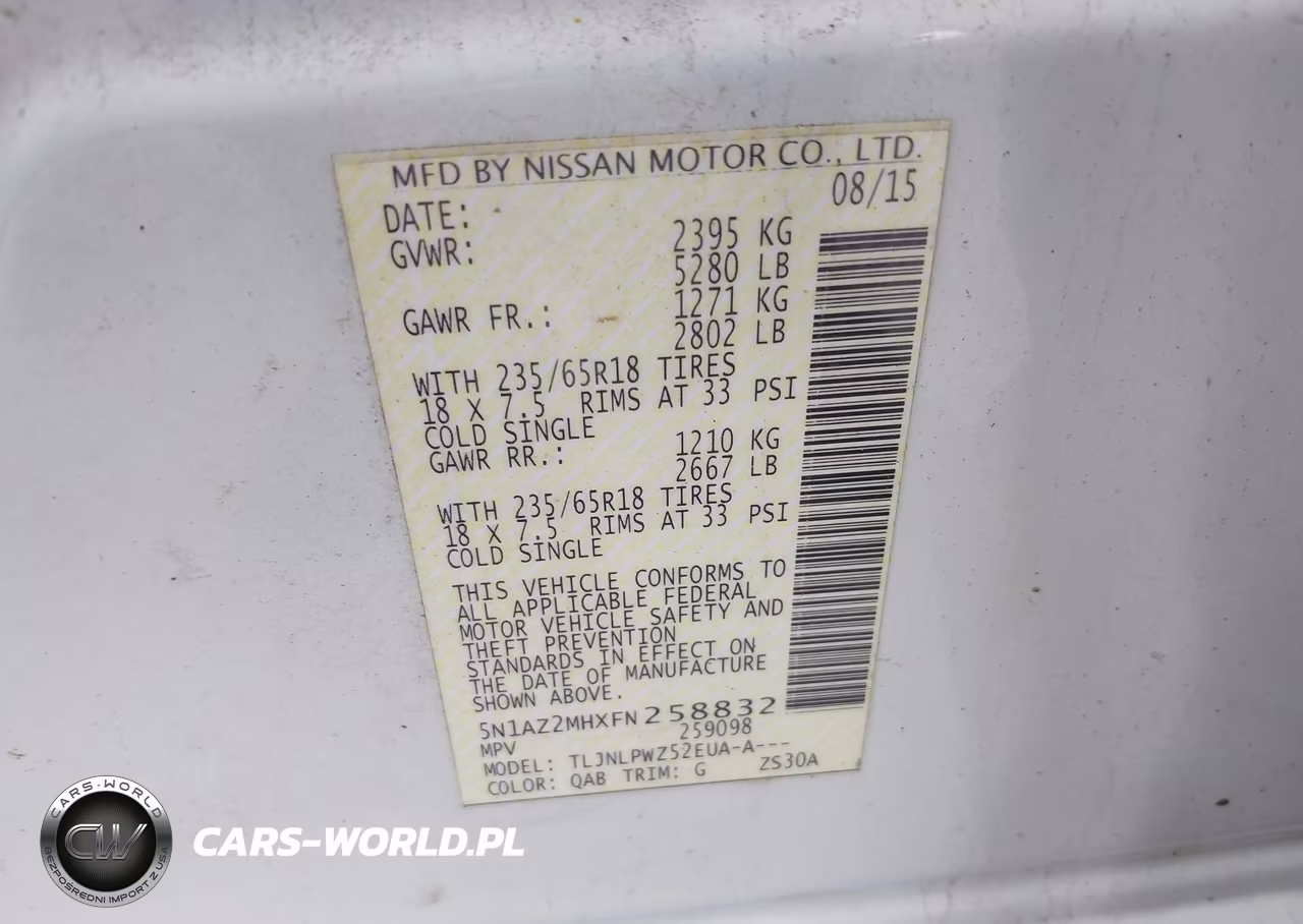 2015 Nissan Murano S VIN:5N1AZ2MHXFN258832 - 9