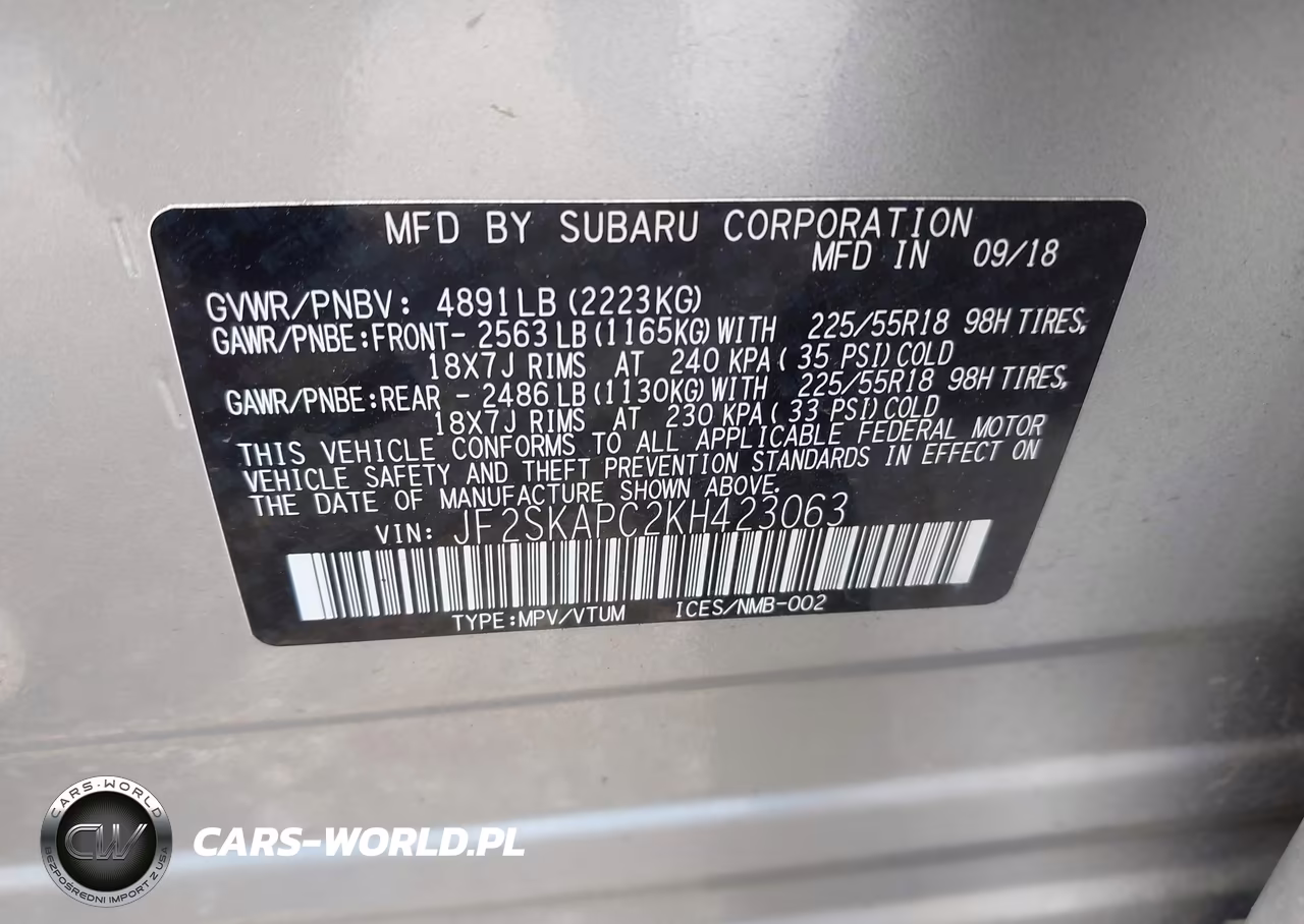 2019 Subaru Forester Sport VIN:JF2SKAPC2KH423063 - 9