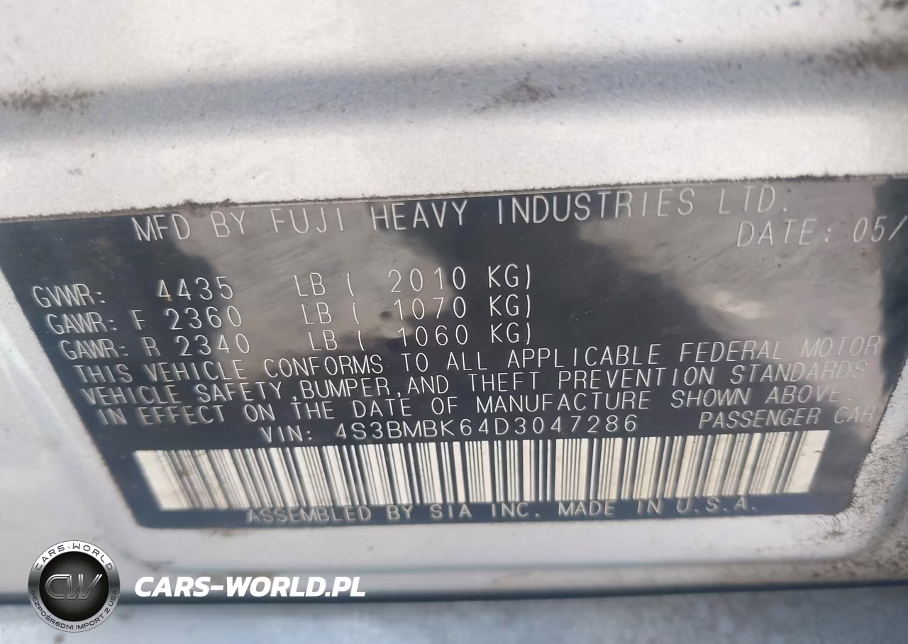 2013 Subaru Legacy 2.5I Limited VIN:4S3BMBK64D3047286 - 9