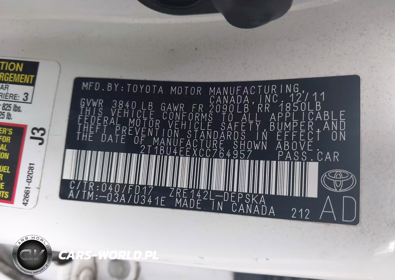 2012 Toyota Corolla S VIN:2T1BU4EEXCC764957 - 9