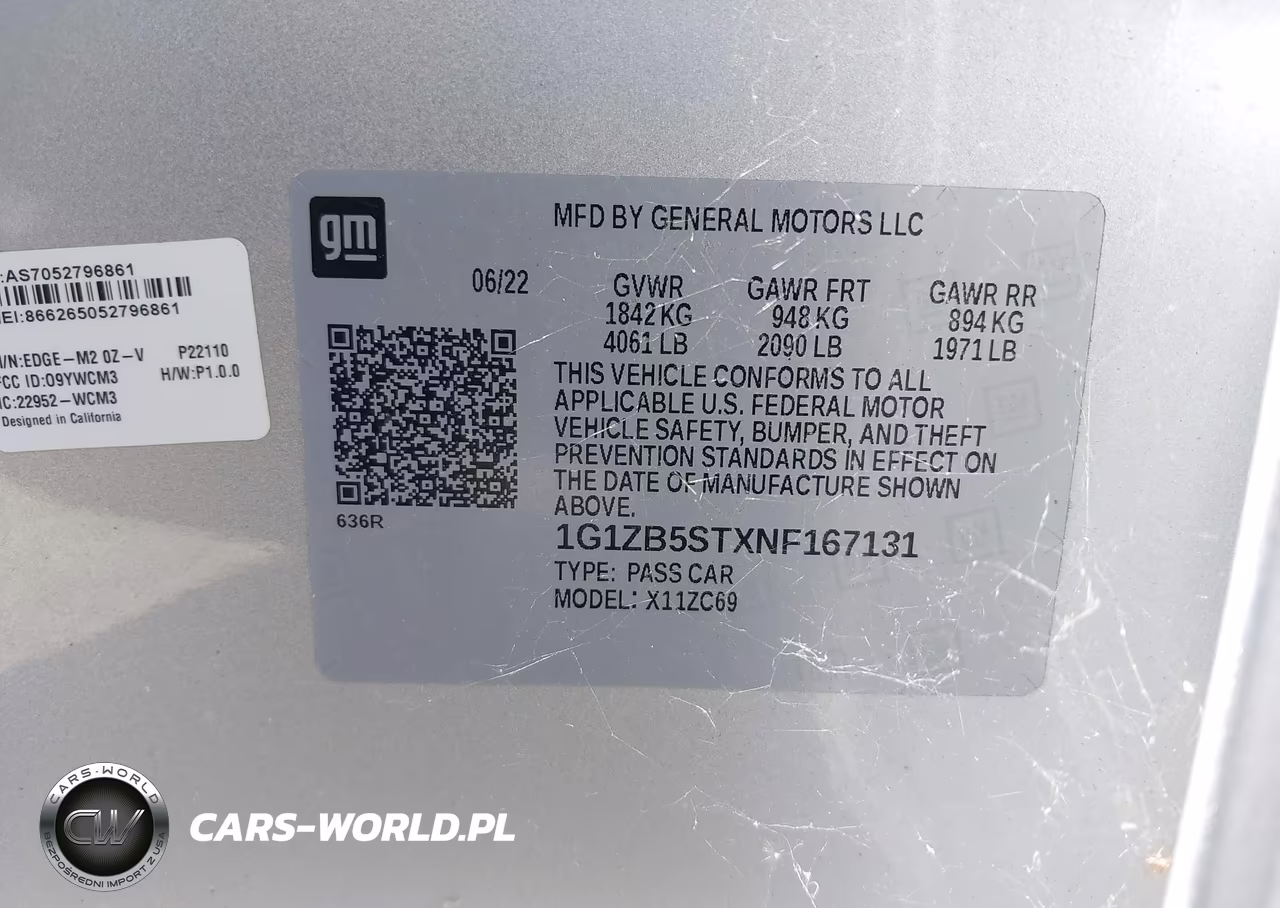 2022 Chevrolet Malibu Ls VIN:1G1ZB5STXNF167131 - 9