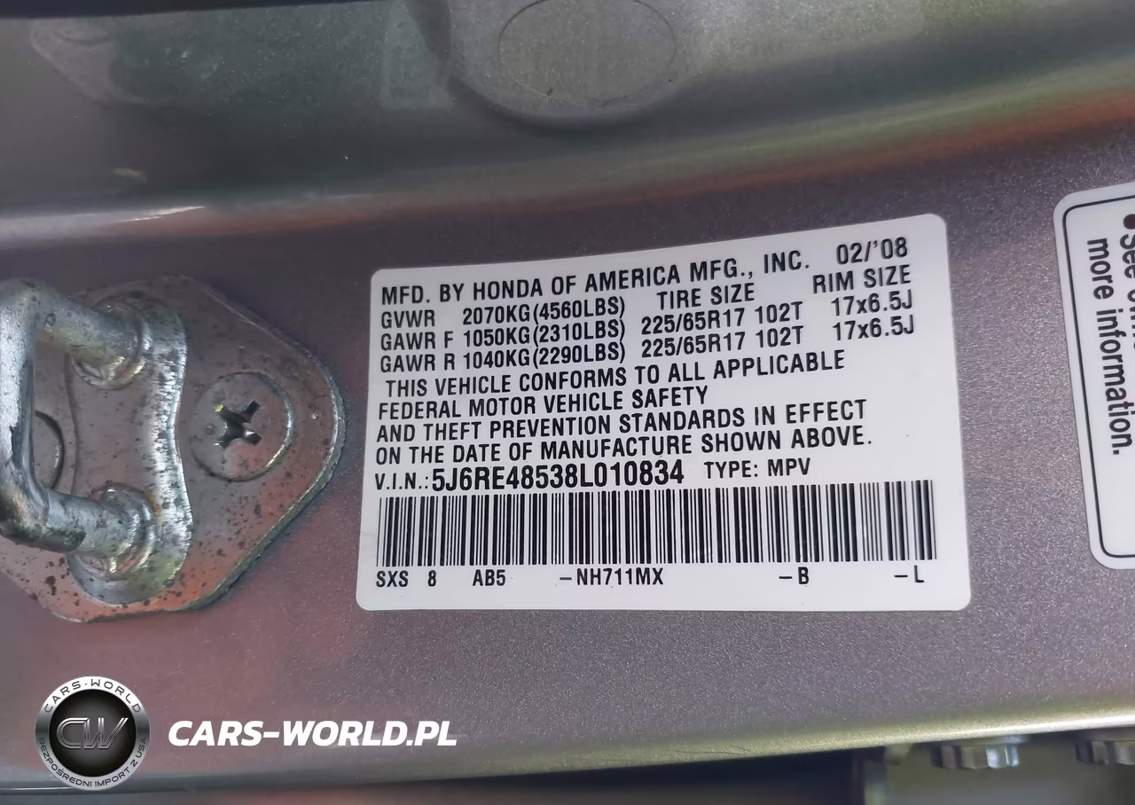 2008 Honda Cr-V Ex VIN:5J6RE48538L010834 - 9