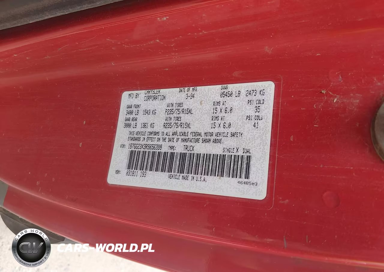 1994 Dodge Dakota VIN:1B7GG23X3RS656399 - 9