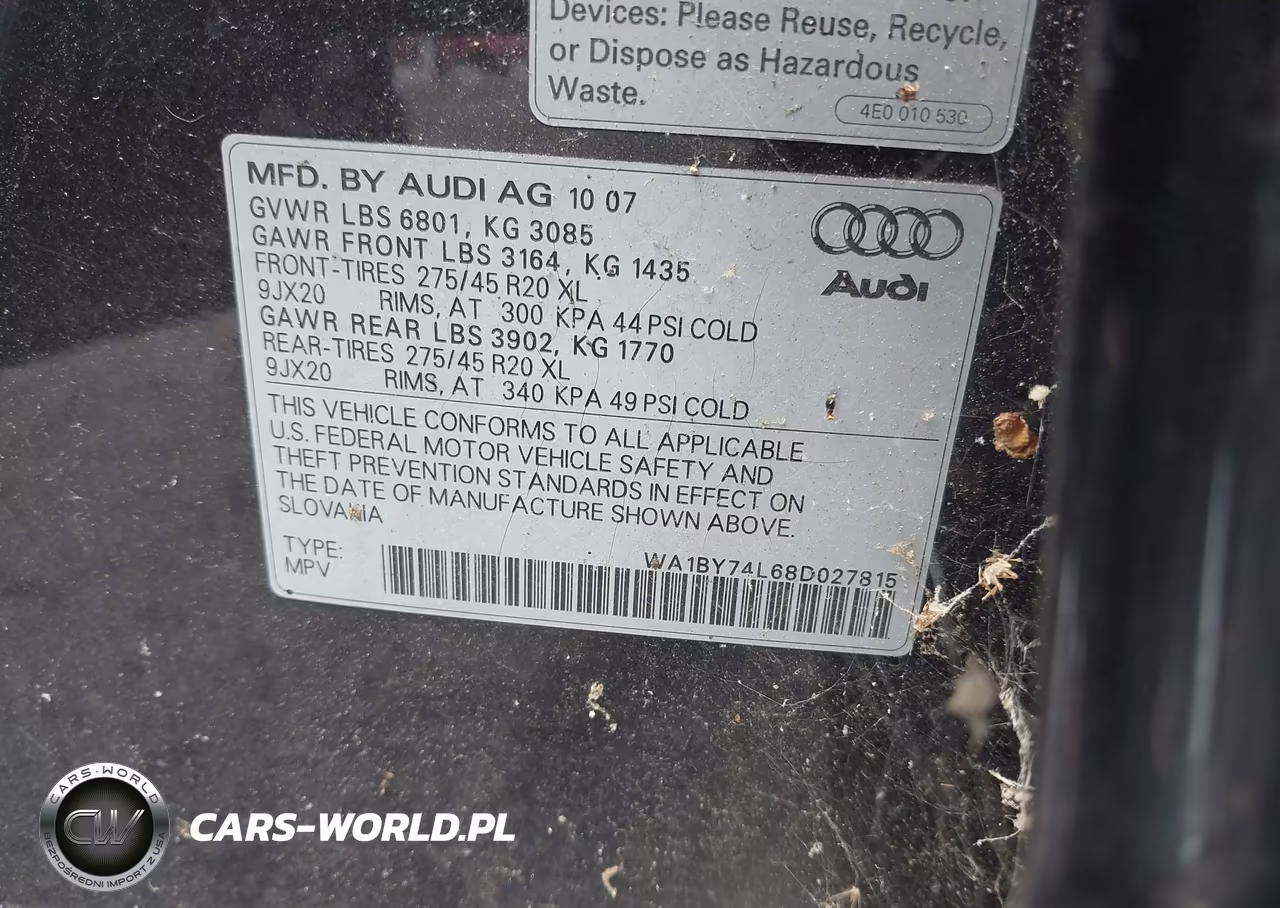 2008 Audi Q7 3.6 Premium VIN:WA1BY74L68D027815 - 9