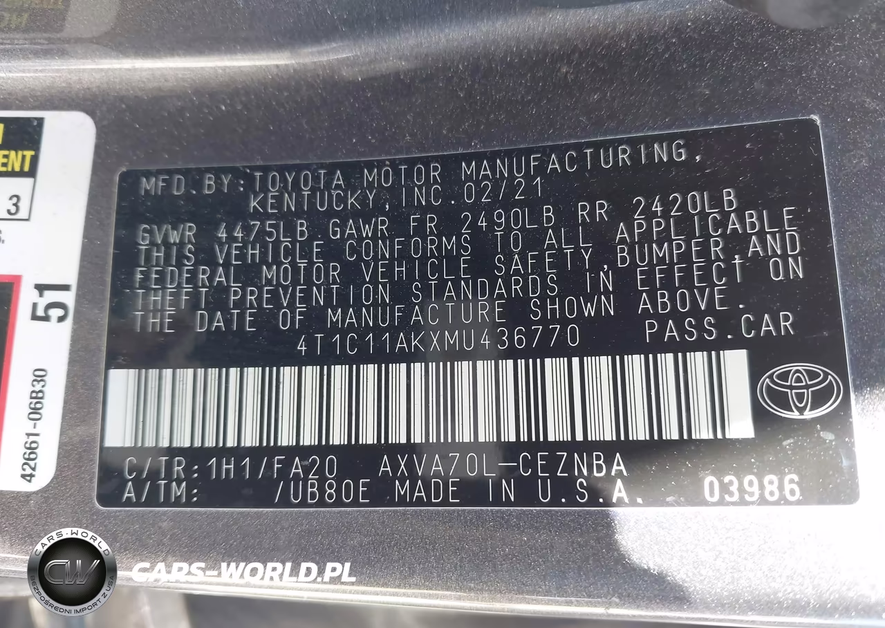 2021 Toyota Camry Le VIN:4T1C11AKXMU436770 - 9