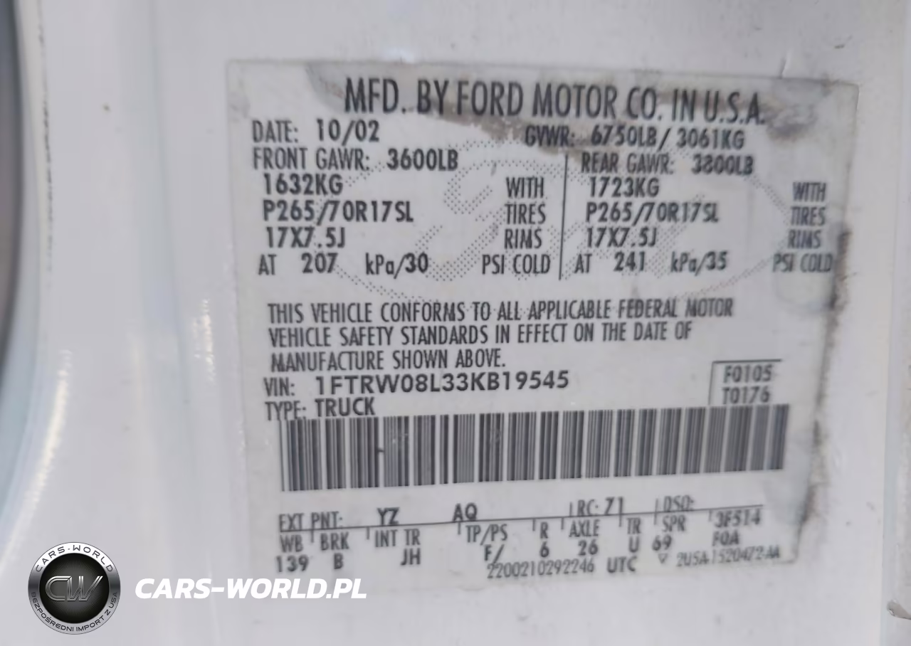 2003 Ford F-150 Lariat-Xlt VIN:1FTRW08L33KB19545 - 9