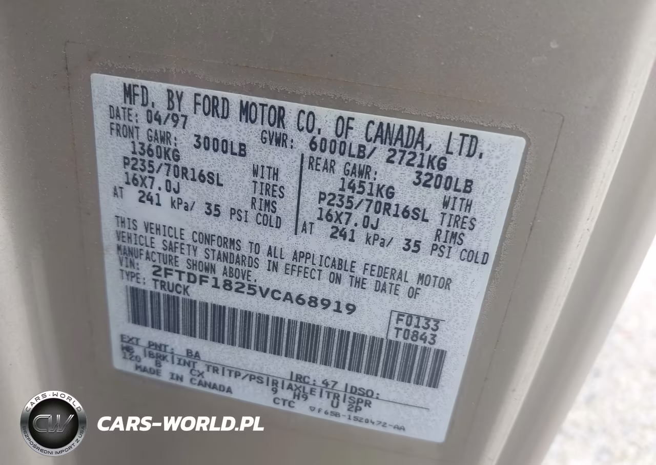 1997 Ford F-150 Standard Standard-Xl-Xlt VIN:2FTDF1825VCA68919 - 9