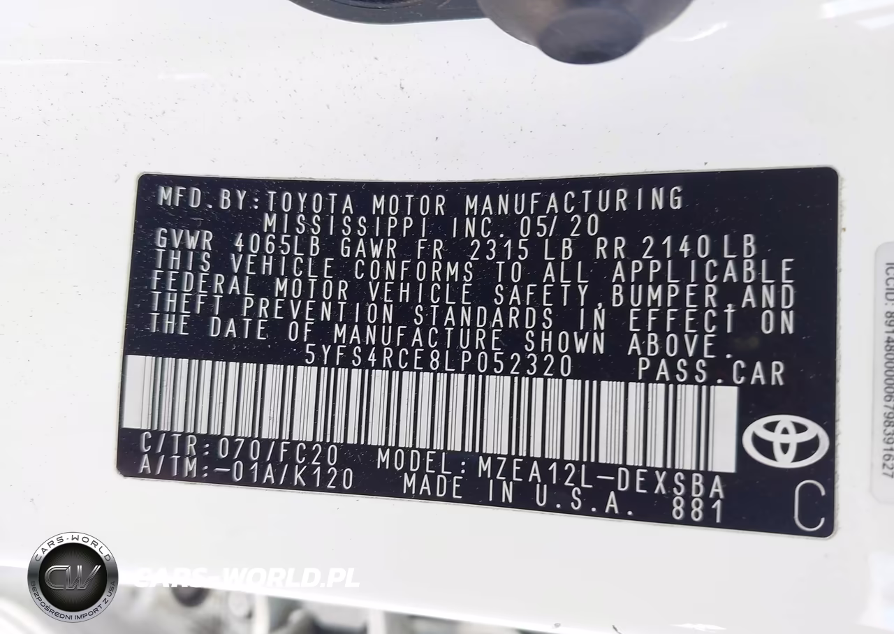 2020 Toyota Corolla Se VIN:5YFS4RCE8LP052320 - 9