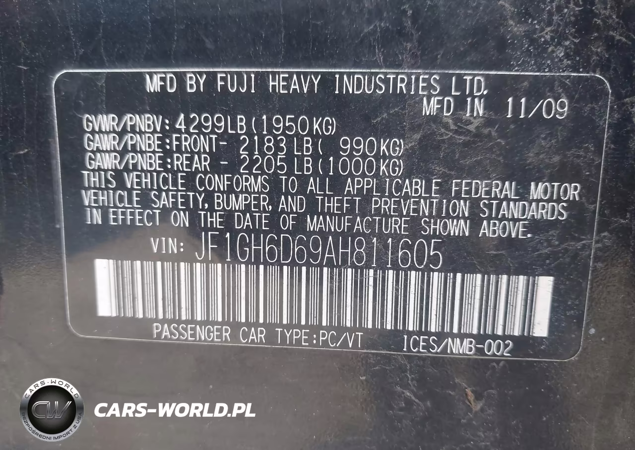 2010 Subaru Impreza Outback Sport VIN:JF1GH6D69AH811605 - 9