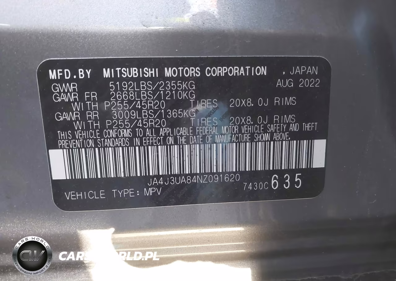 2022 Mitsubishi Outlander Black Edition 2Wd-Se 2.5 2Wd-Se Launch Edition 2Wd VIN:JA4J3UA84NZ091620 - 9