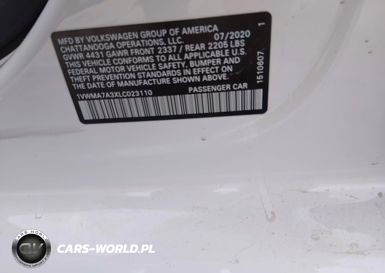 2020 Volkswagen Passat 2.0T R-Line VIN:1VWMA7A3XLC023110 - 9