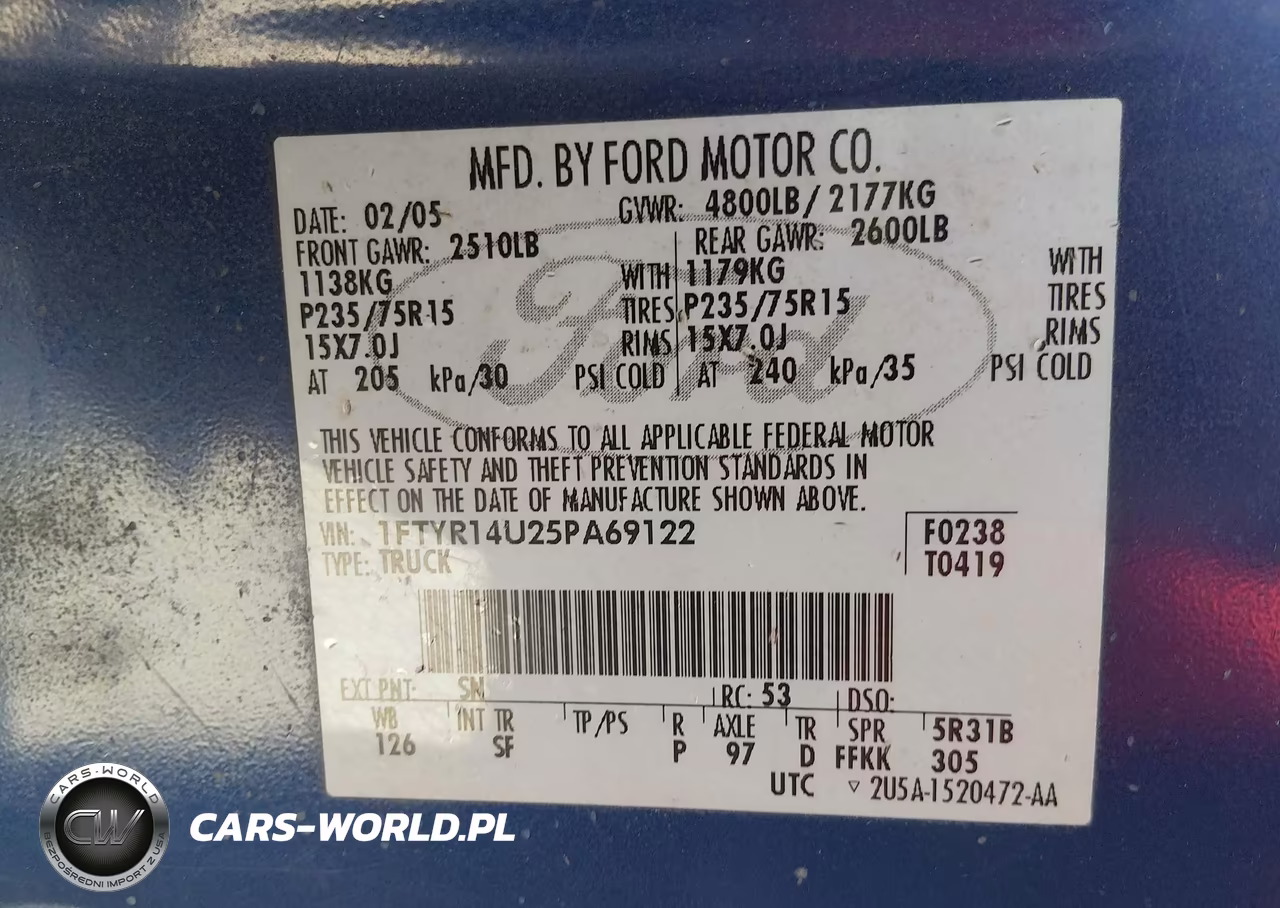2005 Ford Ranger Edge-Stx-Xl-Xlt VIN:1FTYR14U25PA69122 - 8