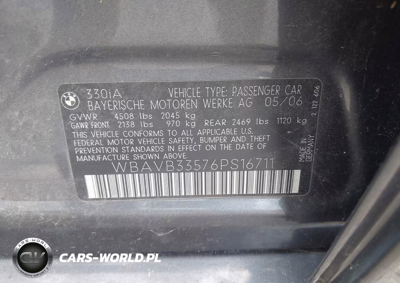 2006 BMW 330I VIN:WBAVB33576PS16711 - 9