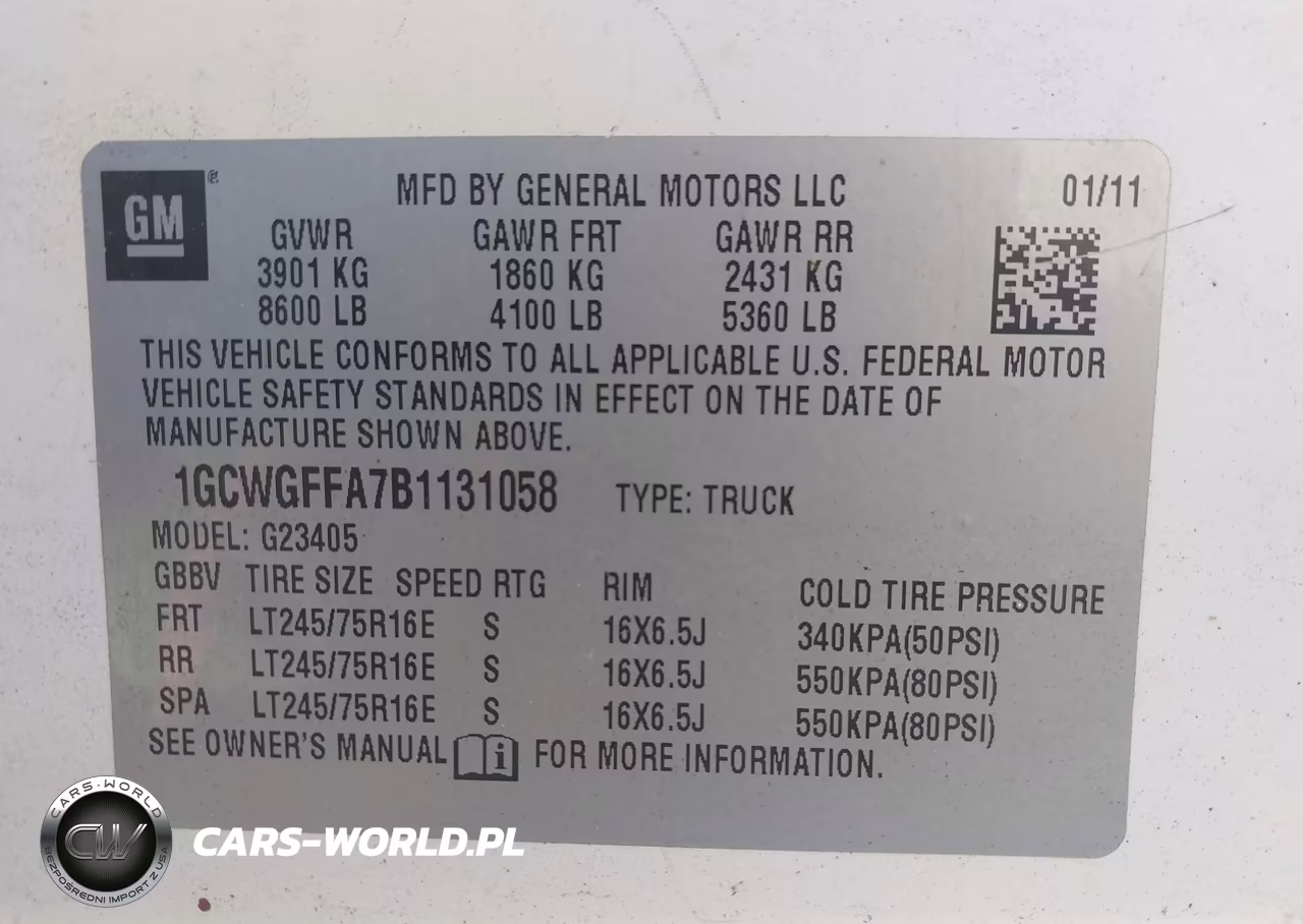 2011 Chevrolet Express 2500 Work Van VIN:1GCWGFFA7B1131058 - 9