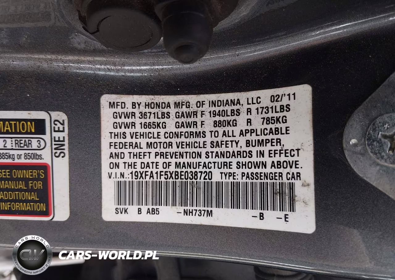 2011 Honda Civic Lx VIN:19XFA1F5XBE038720 - 9