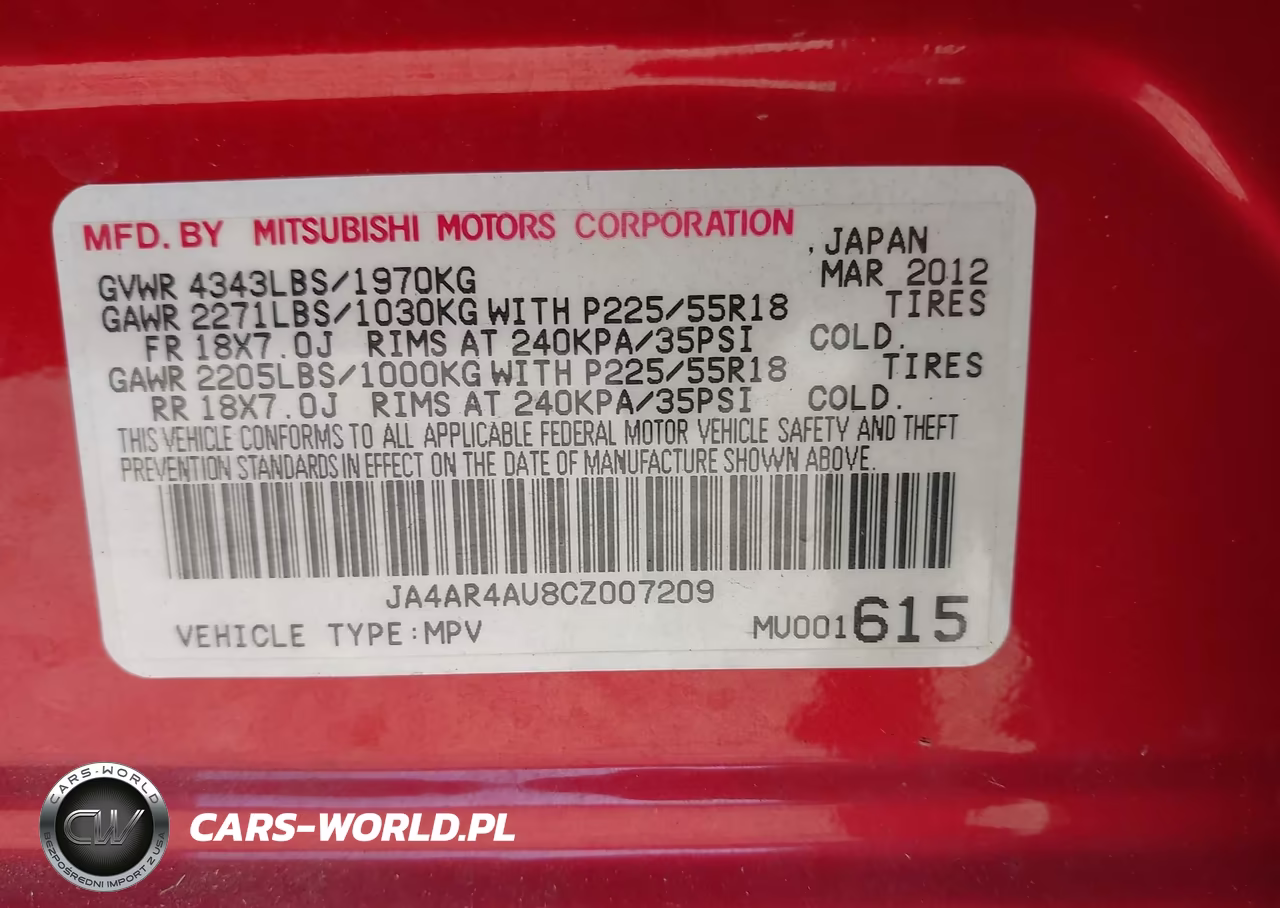 2012 Mitsubishi Outlander Sport Se VIN:JA4AR4AU8CZ007209 - 9