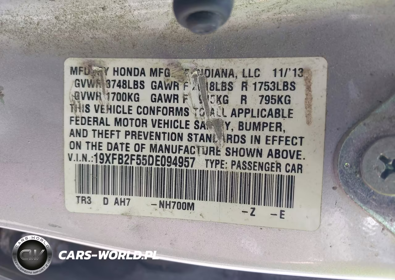 2013 Honda Civic Lx VIN:19XFB2F55DE094957 - 9