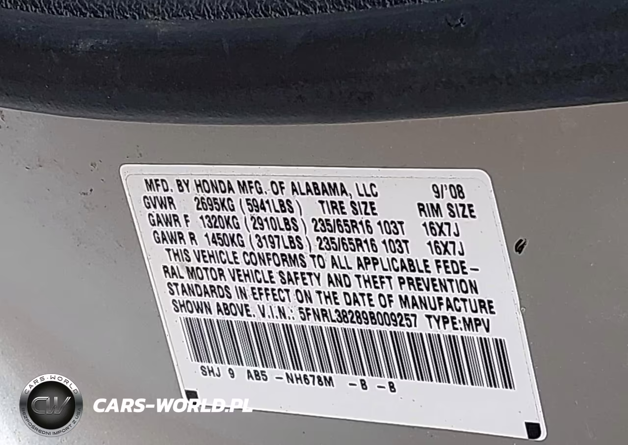 2009 Honda Odyssey Lx VIN:5FNRL38289B009257 - 9