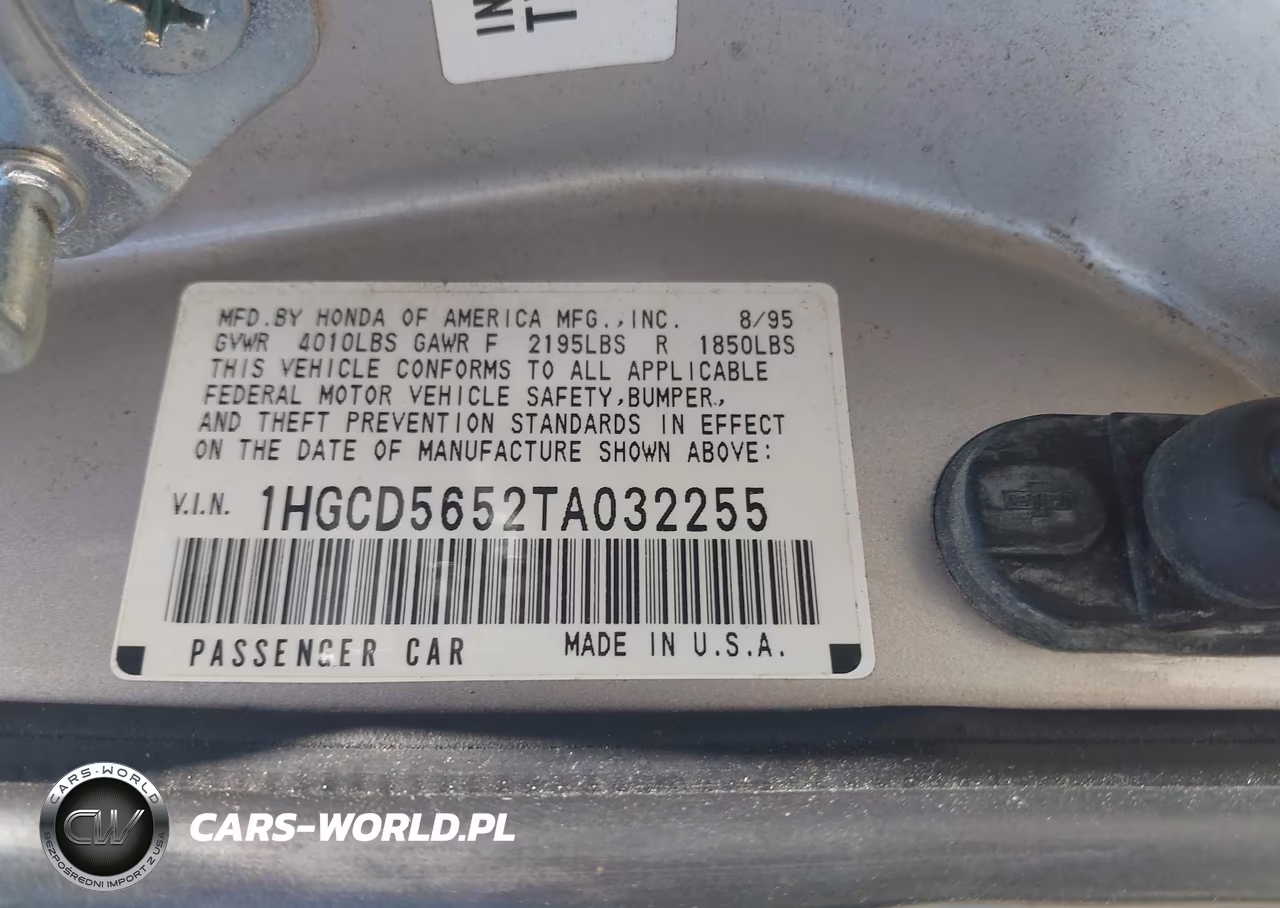 1996 Honda Accord Ex-Ex-R VIN:1HGCD5652TA032255 - 9