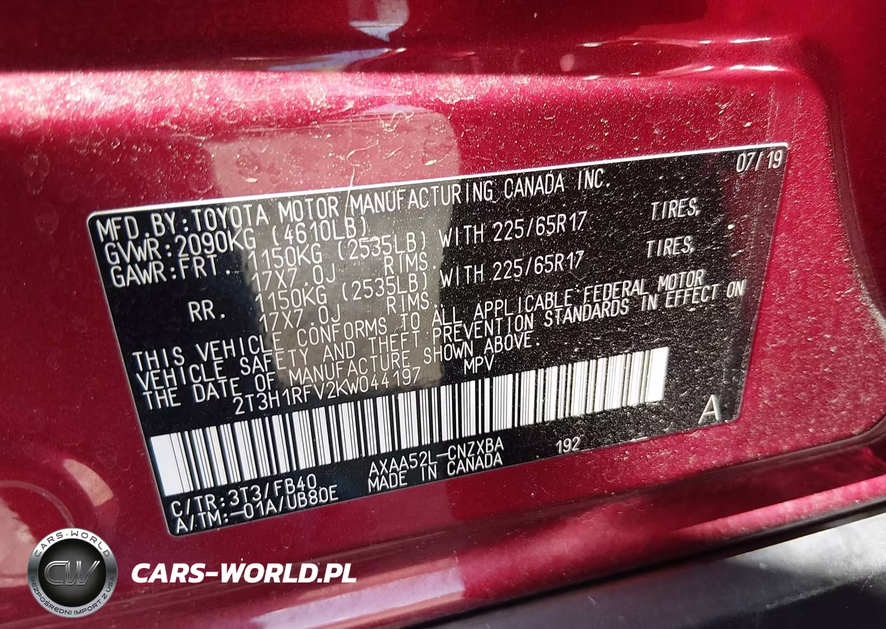 2019 Toyota Rav4 Le VIN:2T3H1RFV2KW044197 - 9