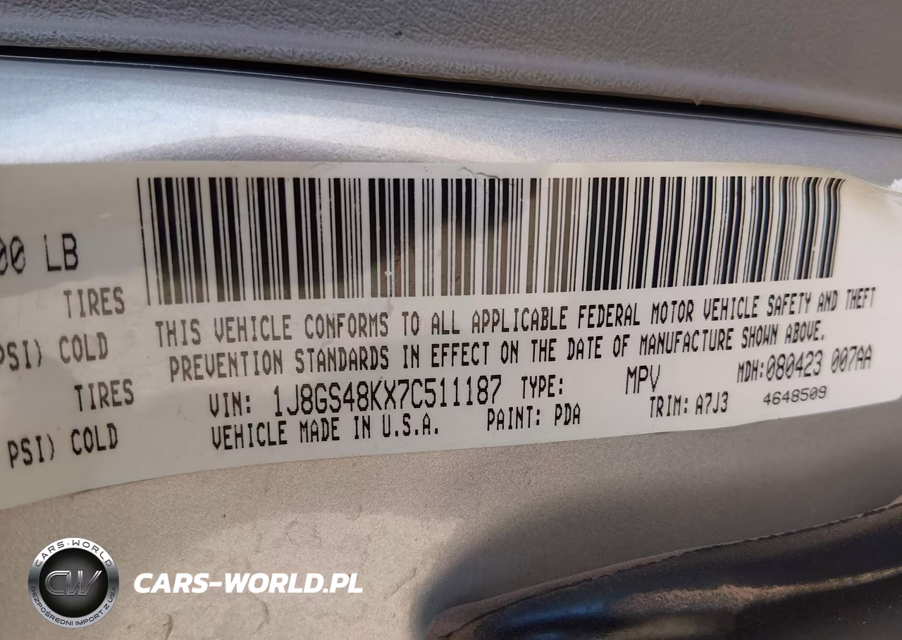 2007 Jeep Grand Cherokee Laredo VIN:1J8GS48KX7C511187 - 9
