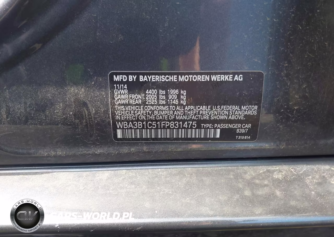 2015 BMW 320I VIN:WBA3B1C51FP831475 - 9