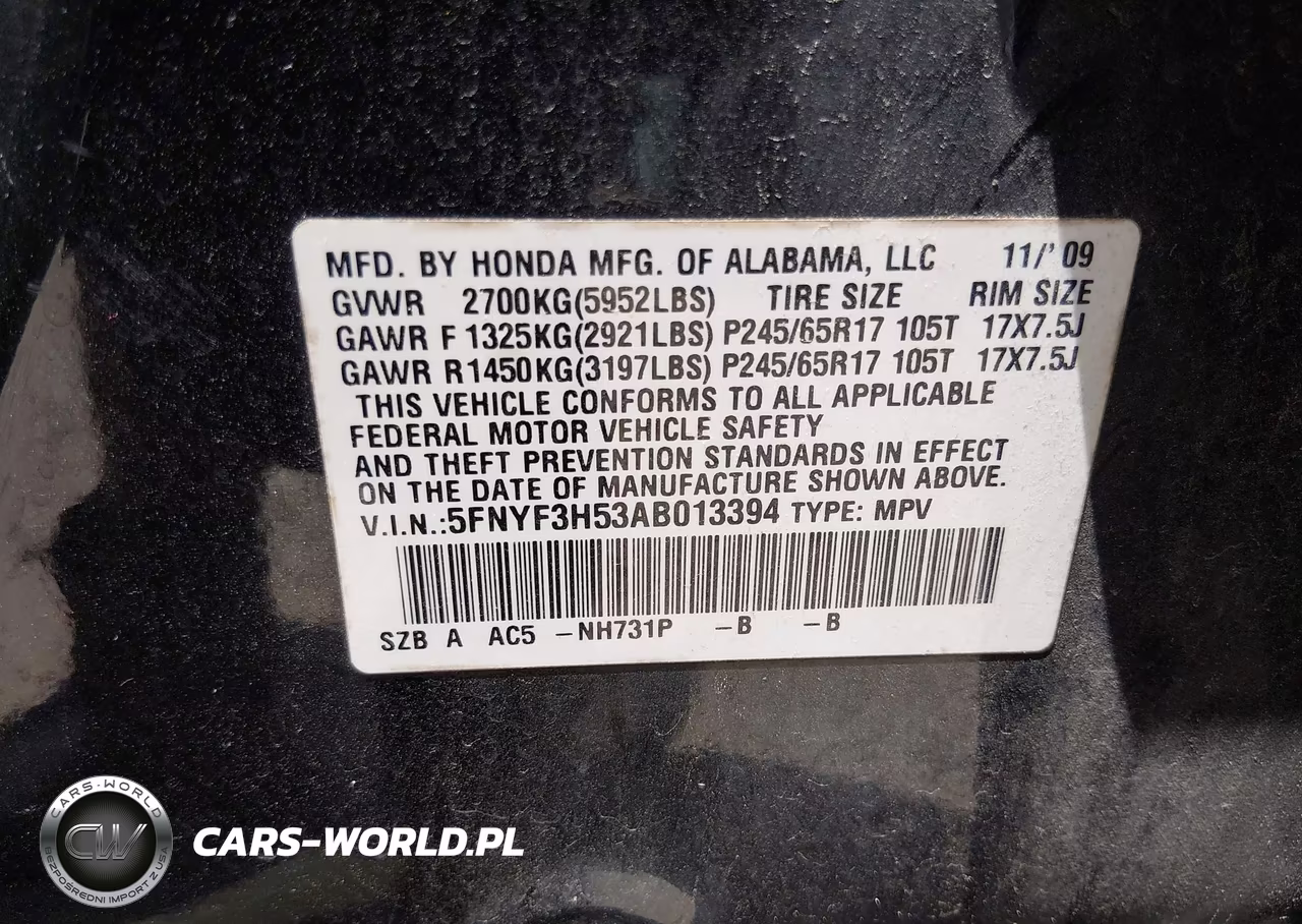 2010 Honda Pilot Ex-L VIN:5FNYF3H53AB013394 - 9