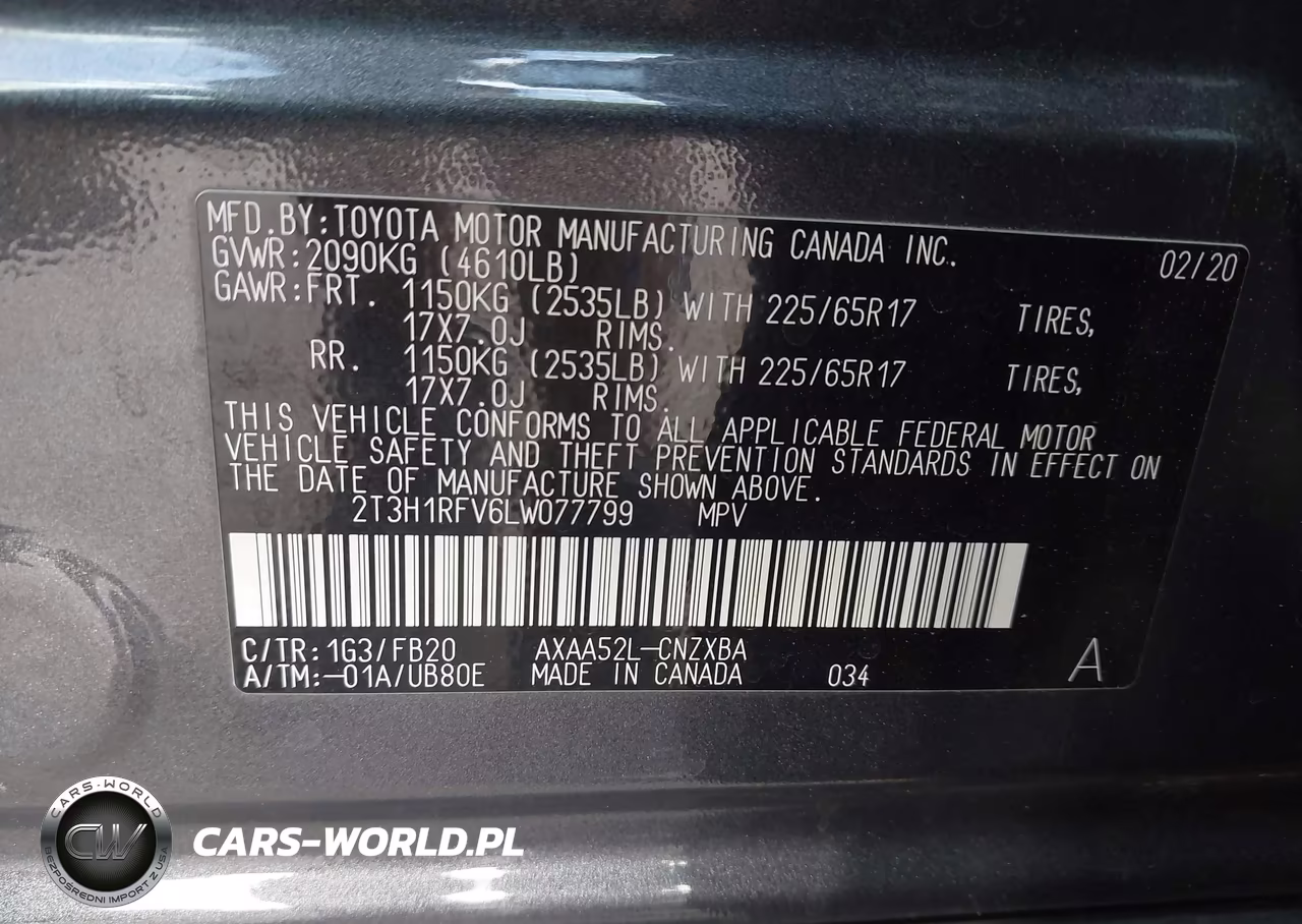 2020 Toyota Rav4 Le VIN:2T3H1RFV6LW077799 - 9