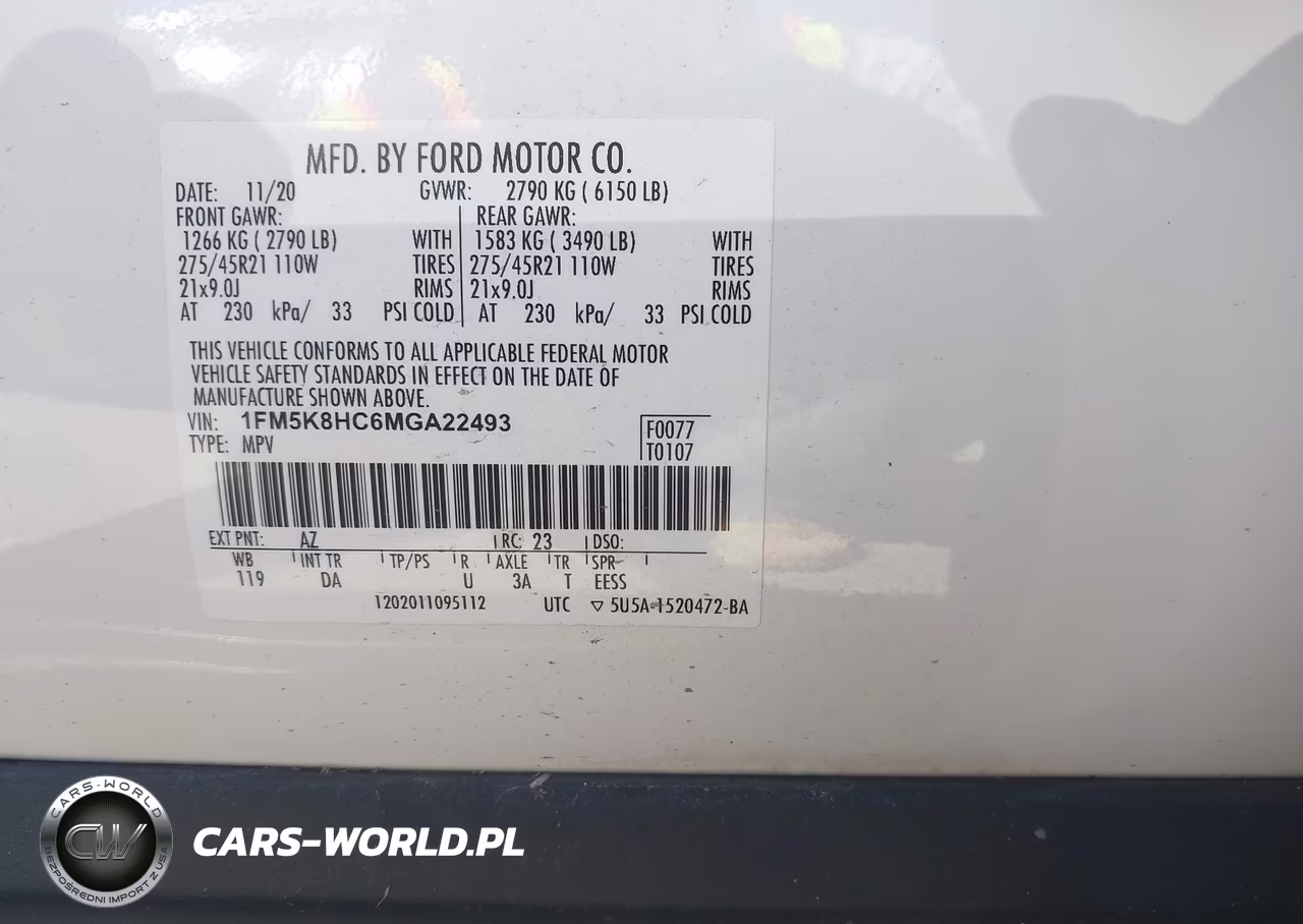 2021 Ford Explorer Platinum VIN:1FM5K8HC6MGA22493 - 9