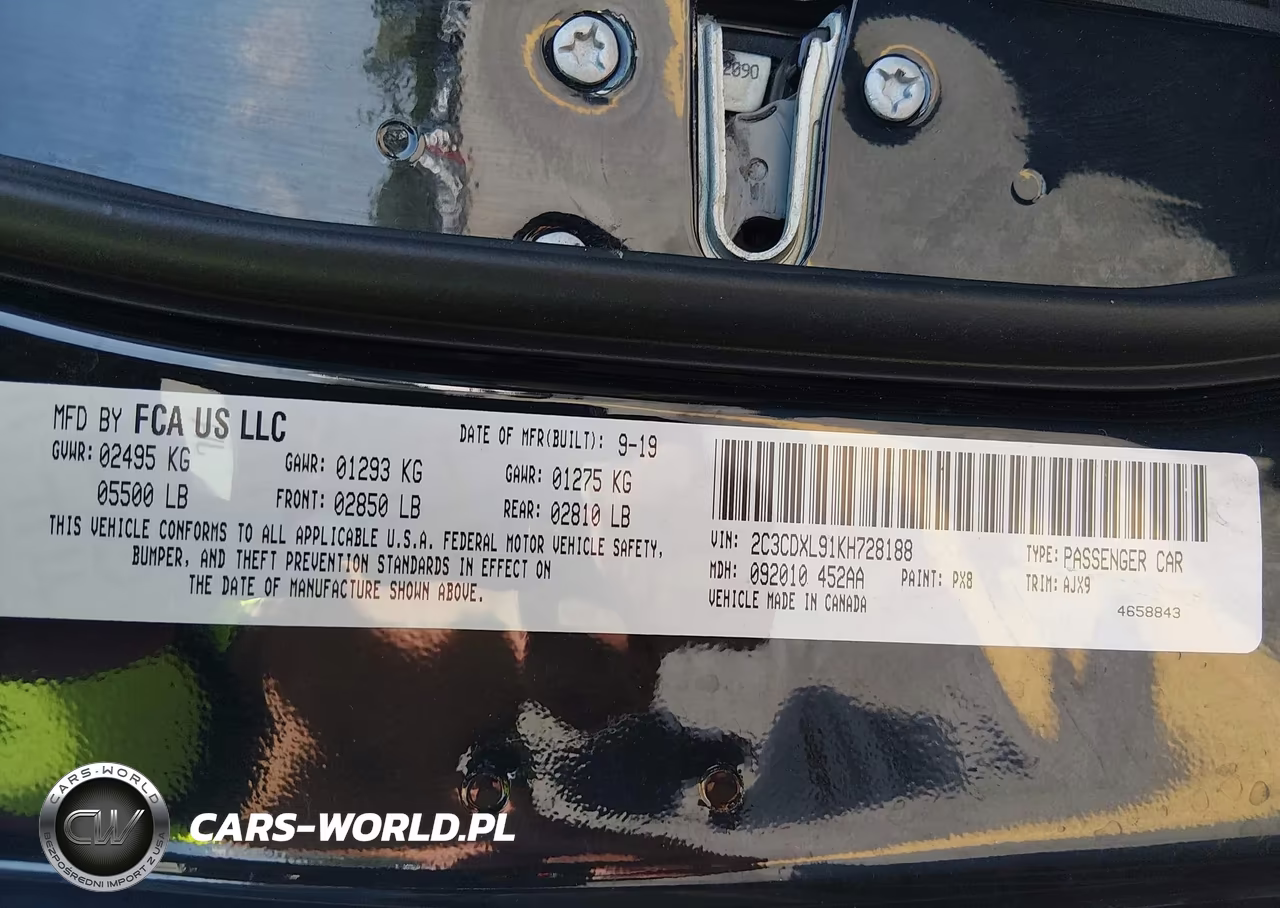 2019 Dodge Charger Srt Hellcat Rwd VIN:2C3CDXL91KH728188 - 9
