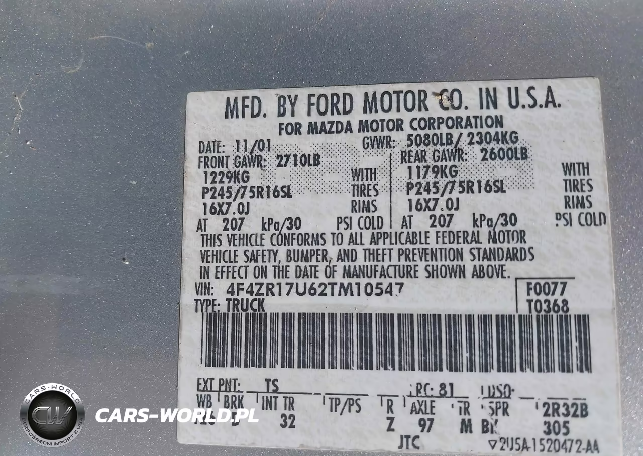 2002 Mazda B3000 VIN:4F4ZR17U62TM10547 - 9