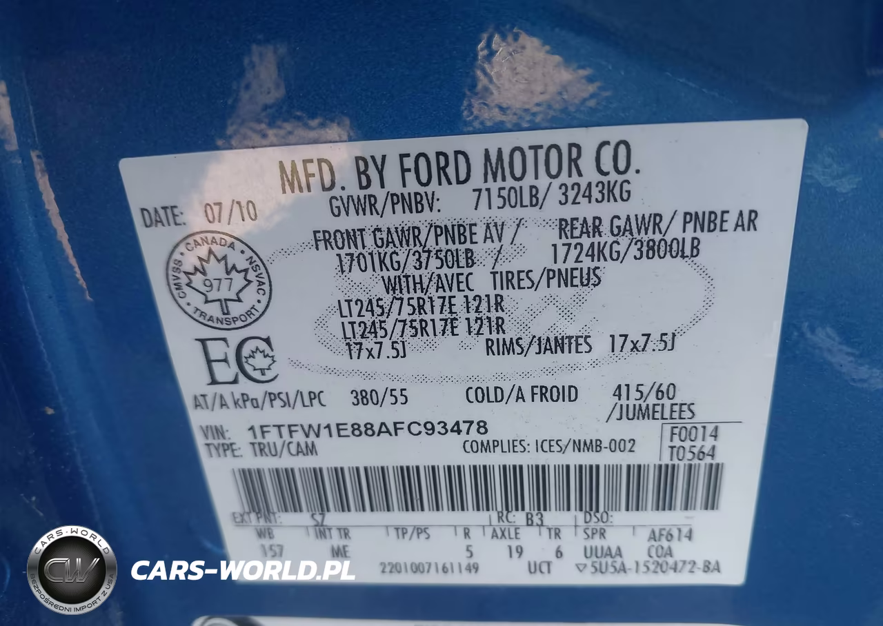 2010 Ford F-150 Xlt VIN:1FTFW1E88AFC93478 - 9