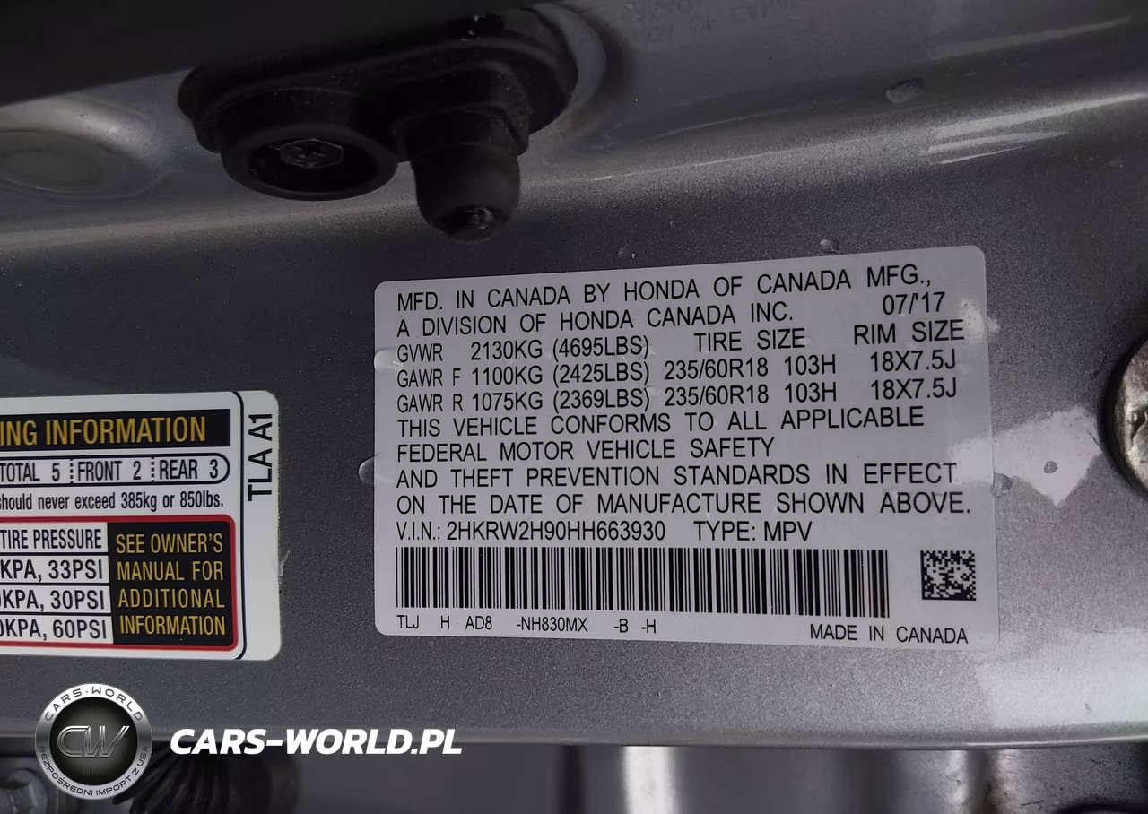 2017 Honda Cr-V Touring VIN:2HKRW2H90HH663930 - 9