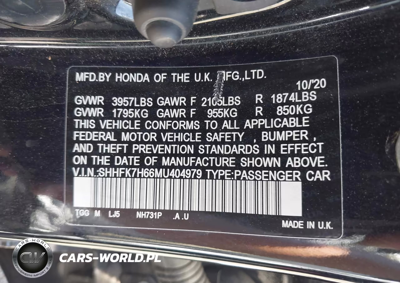 2021 Honda Civic Ex VIN:SHHFK7H66MU404979 - 9