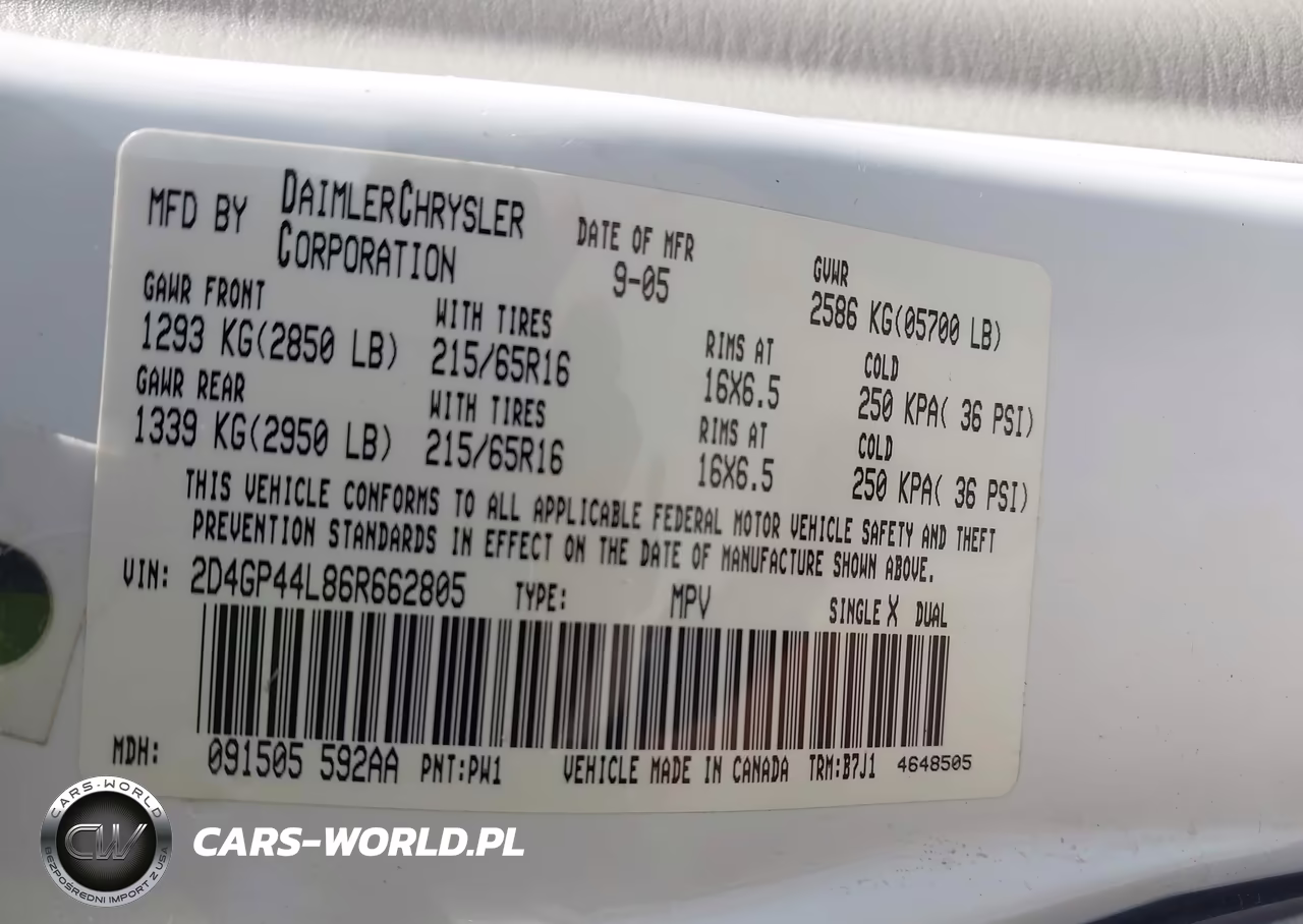 2006 Dodge Grand Caravan Sxt VIN:2D4GP44L86R662805 - 9